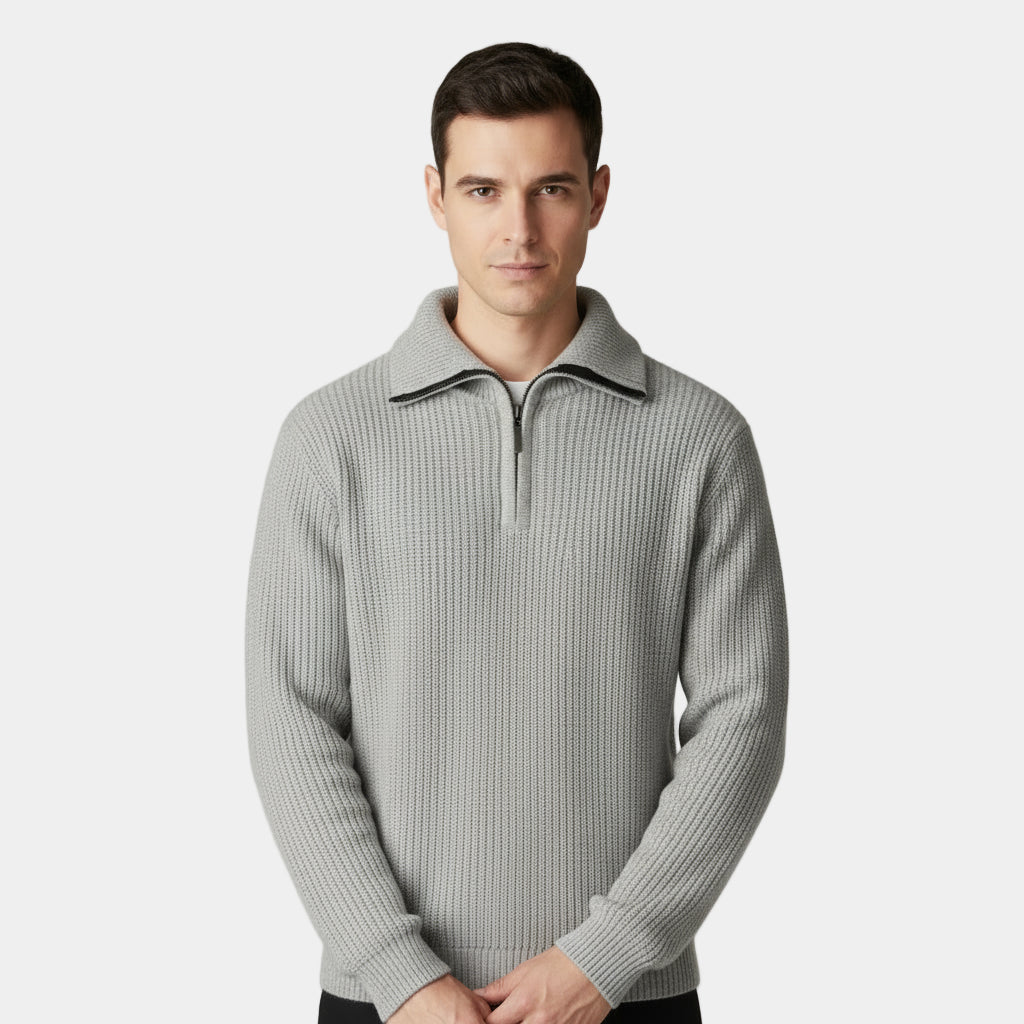 Men's Ribbed Knit Half-Zip Sweater