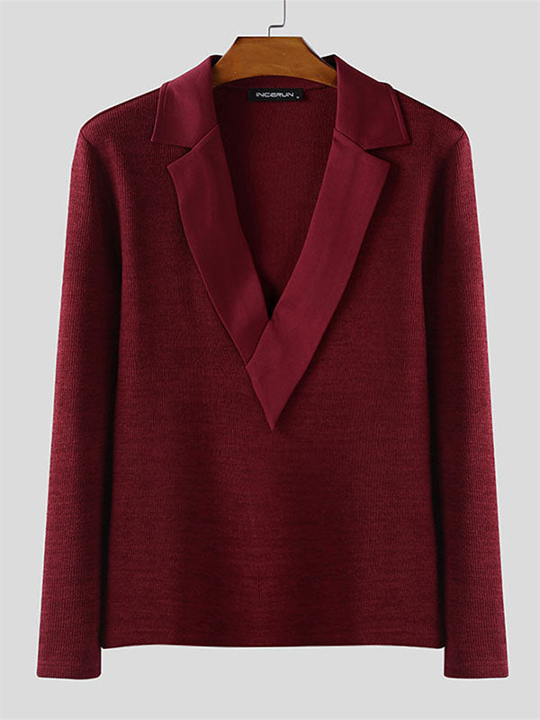 Men's Solid Knit Long Sleeve Sweater