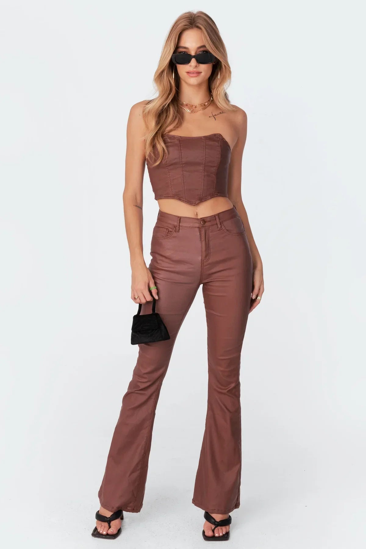 Women's Coated Flare Pants