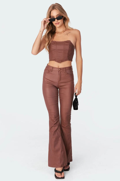 Women's Coated Flare Pants
