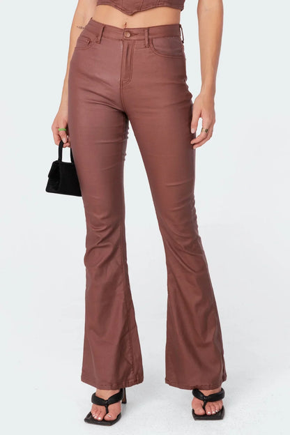 Women's Coated Flare Pants
