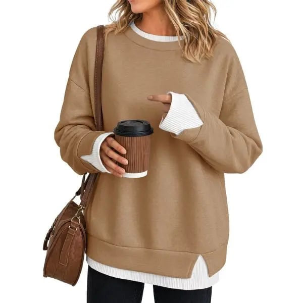 Women's Ribbed-Panel Layered-Look Sweatshirt