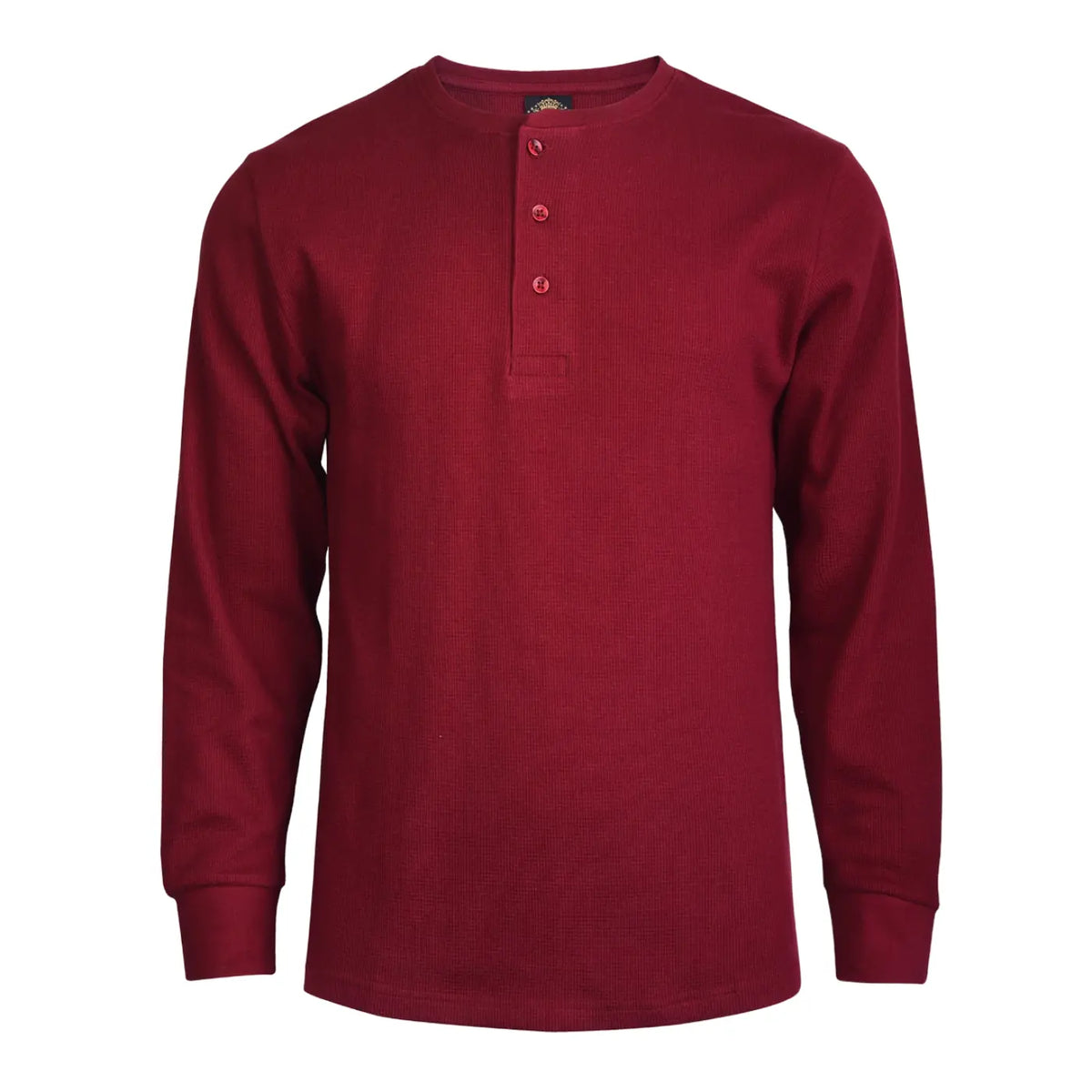 Men's Waffle-Knit Cotton Henley Thermal Shirt