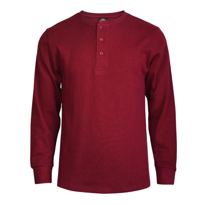 Men's Waffle-Knit Cotton Henley Thermal Shirt
