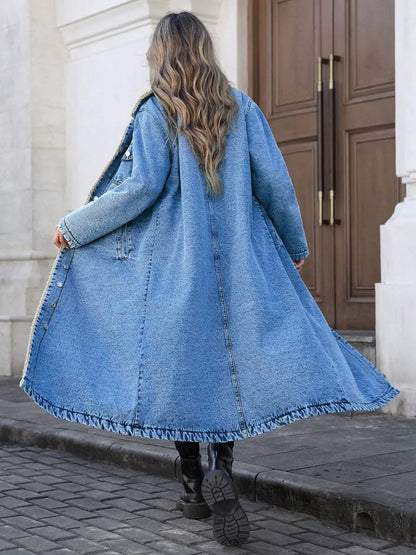 Women's Sherpa-Lined Longline Denim Jacket