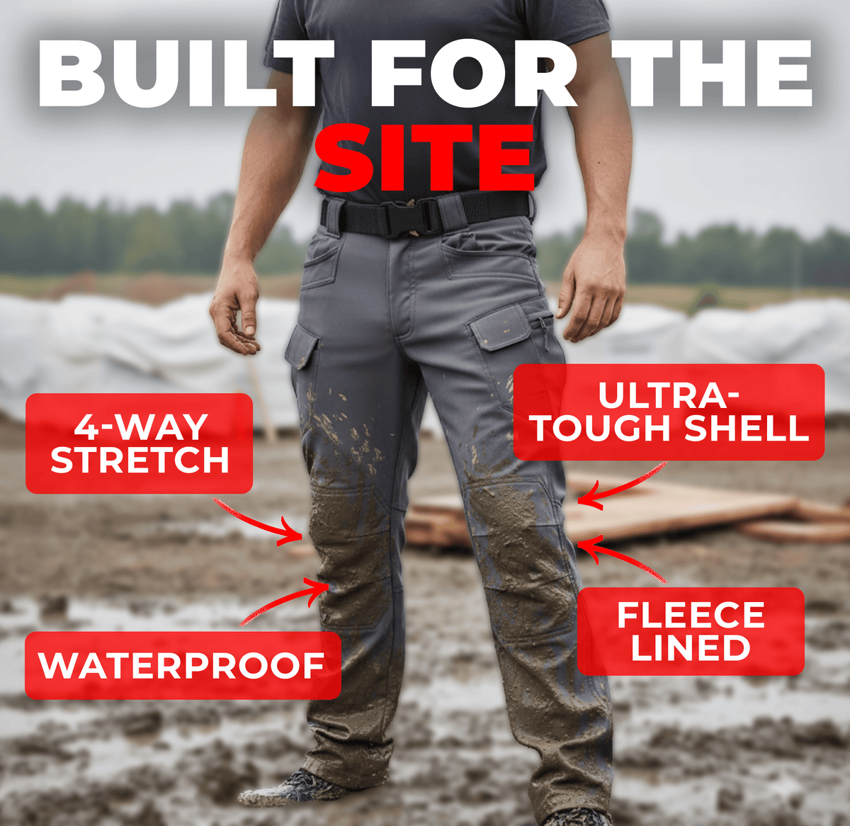 Men's Fleece Lined Waterproof Utility Trousers