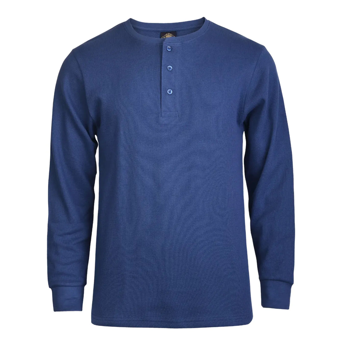 Men's Waffle-Knit Cotton Henley Thermal Shirt