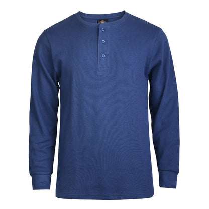 Men's Waffle-Knit Cotton Henley Thermal Shirt