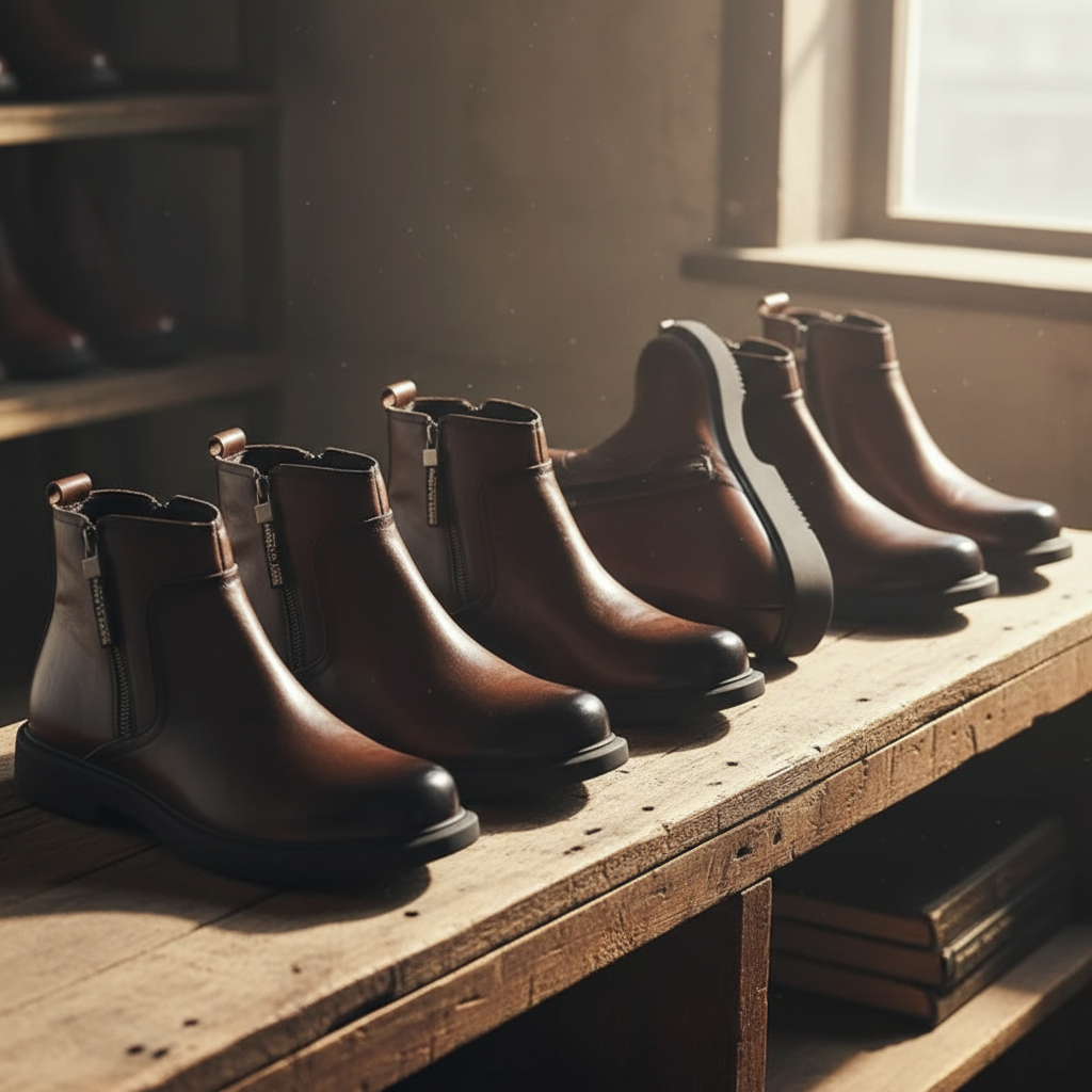 Men's Leather Side-Zip Dress Boots