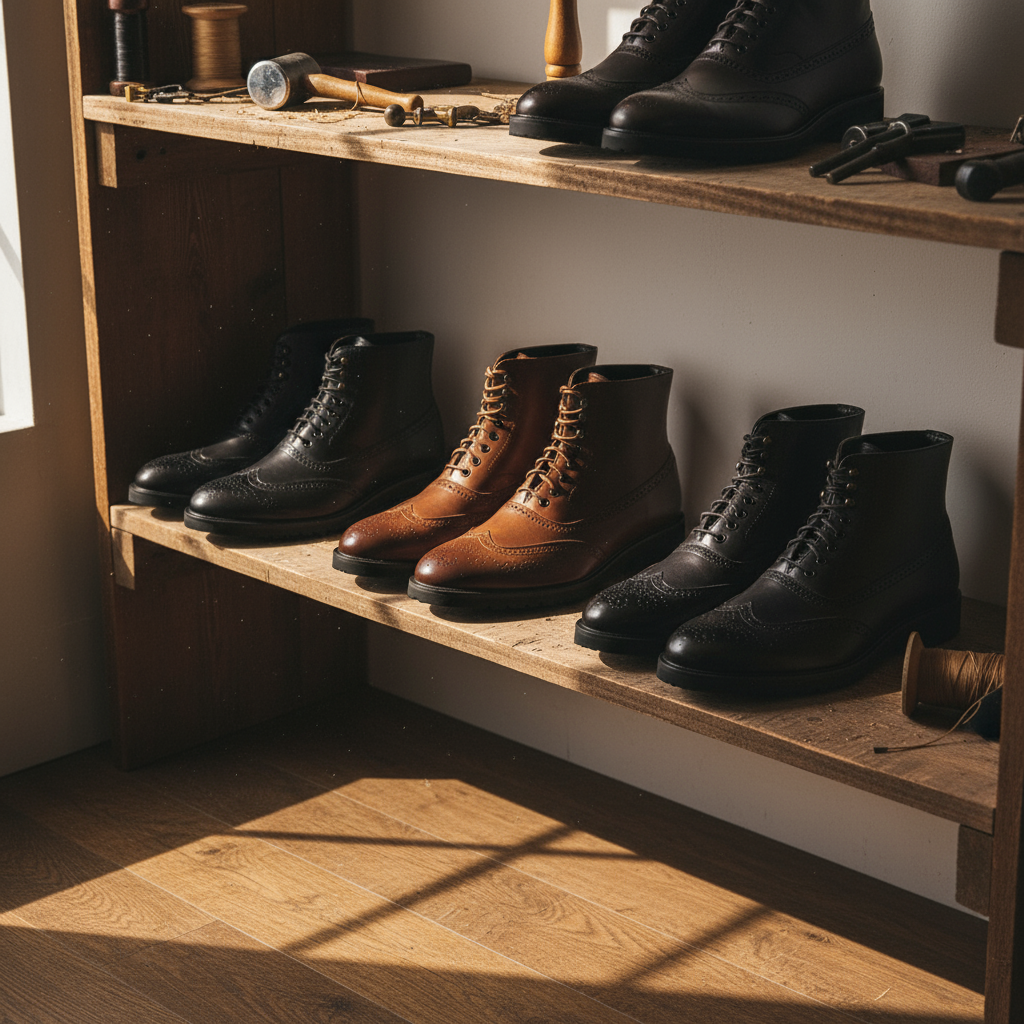 Men's Full-Grain Leather Brogue Boots