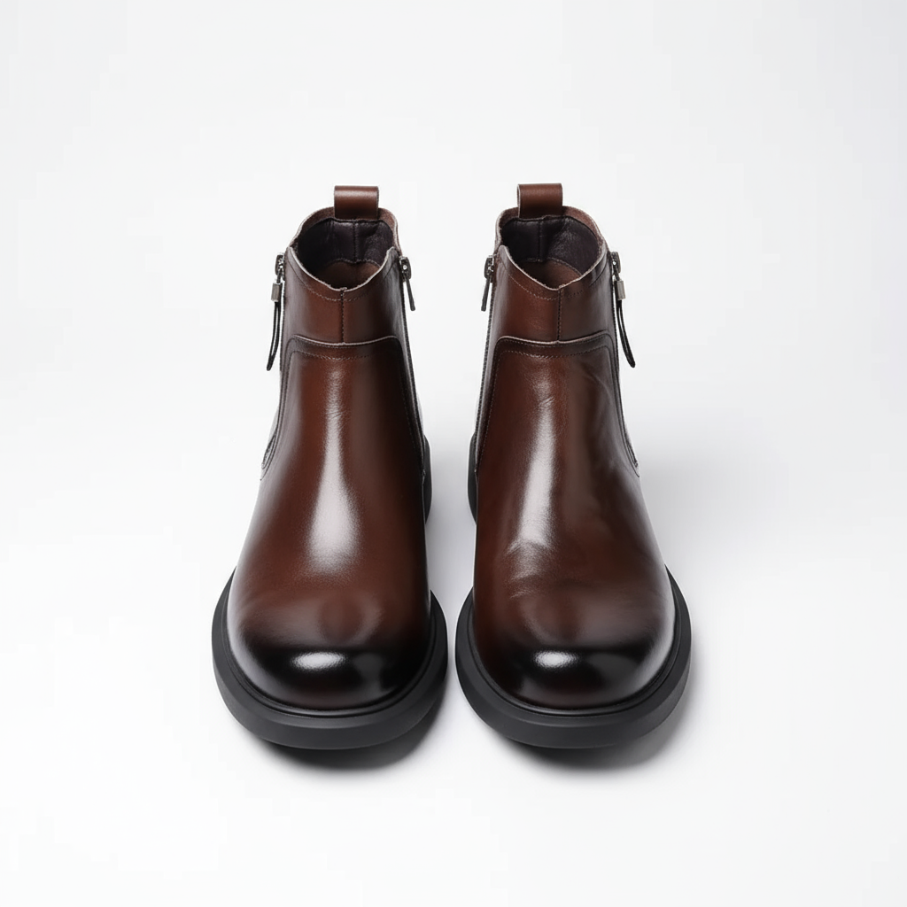 Men's Leather Side-Zip Dress Boots