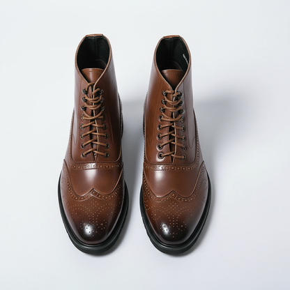 Men's Full-Grain Leather Brogue Boots