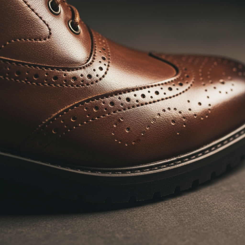 Men's Full-Grain Leather Brogue Boots