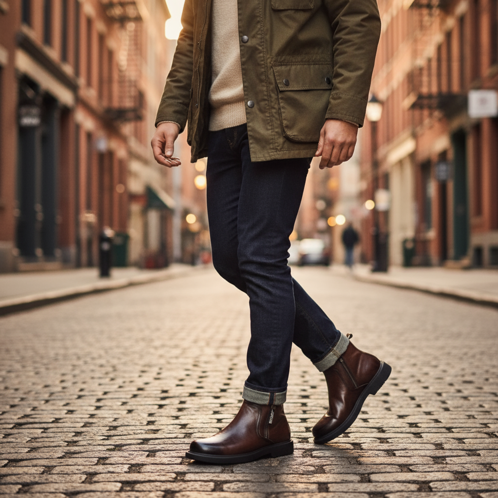 Men's Leather Side-Zip Dress Boots