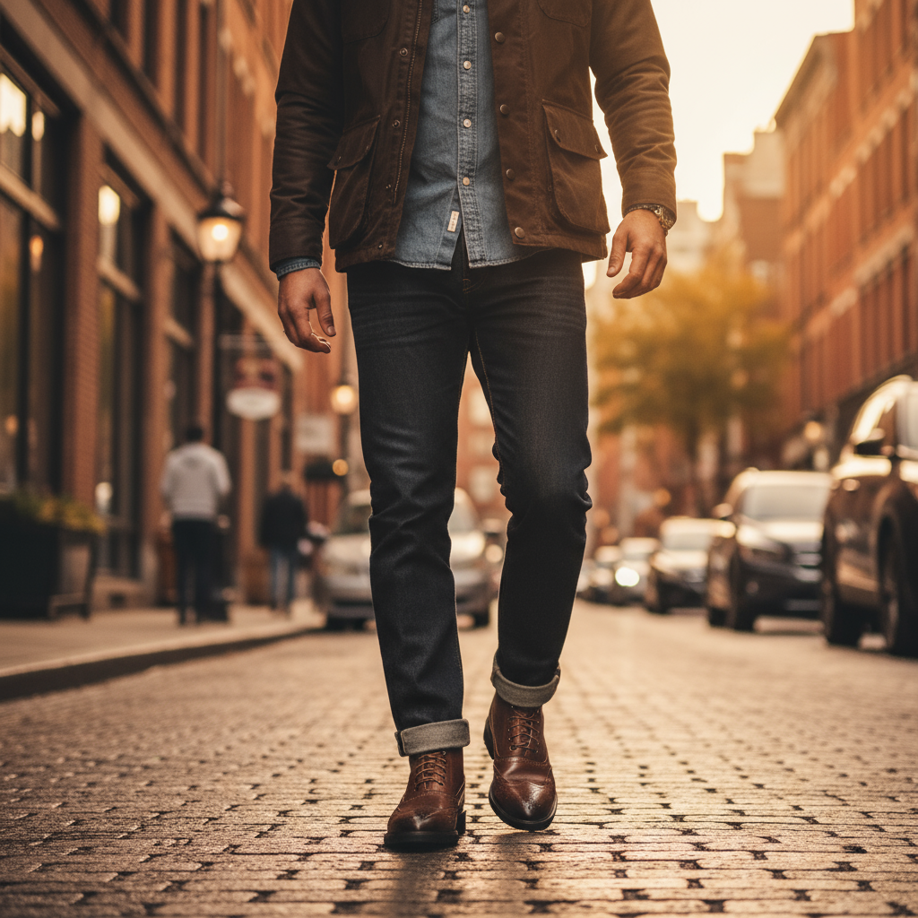 Men's Full-Grain Leather Brogue Boots