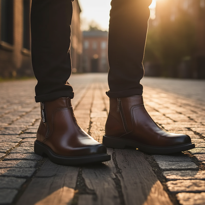 Men's Leather Side-Zip Dress Boots