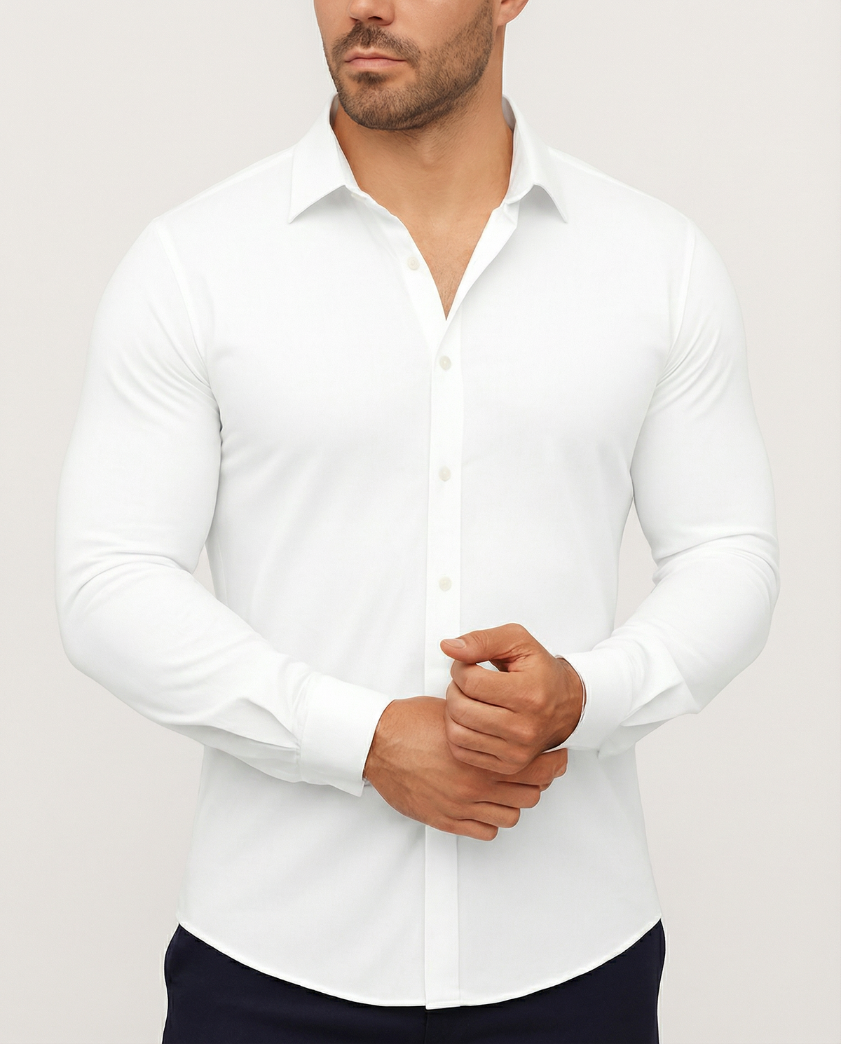 Men's Stretch Cotton-Blend Dress Shirt