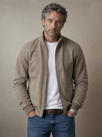 Men's Suede Bomber Jacket