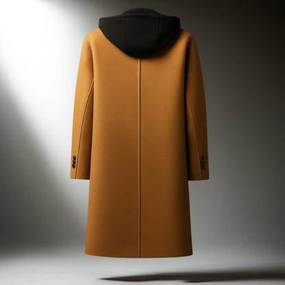 Men's Wool-Blend Hooded Overcoat