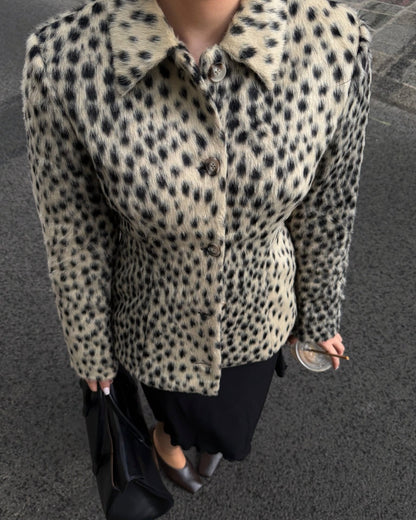 Women's Vegan Fur Mandarin Collar Jacket
