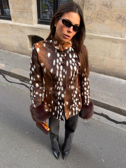 Women's Vegan Fur Mandarin Collar Jacket