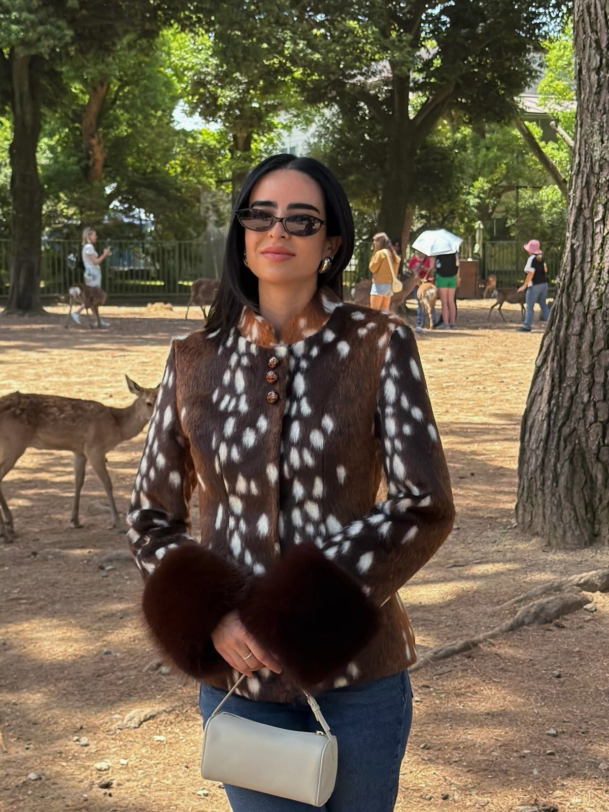Women's Vegan Fur Mandarin Collar Jacket