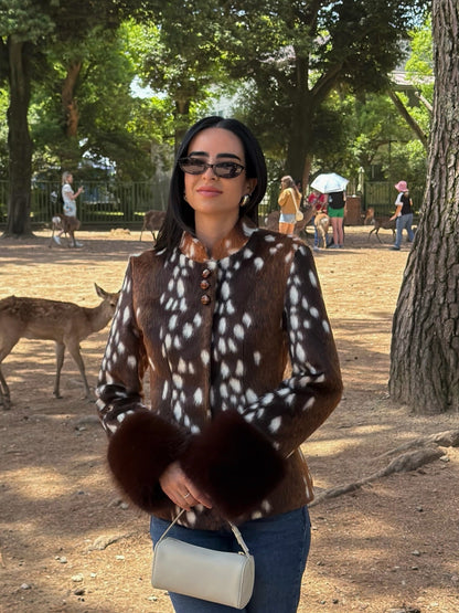Women's Vegan Fur Mandarin Collar Jacket