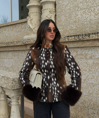 Women's Vegan Fur Mandarin Collar Jacket