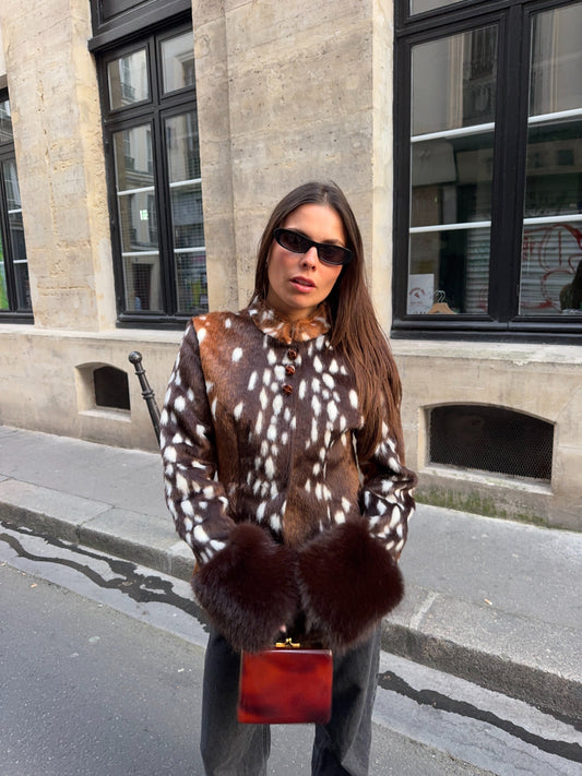 Women's Vegan Fur Mandarin Collar Jacket
