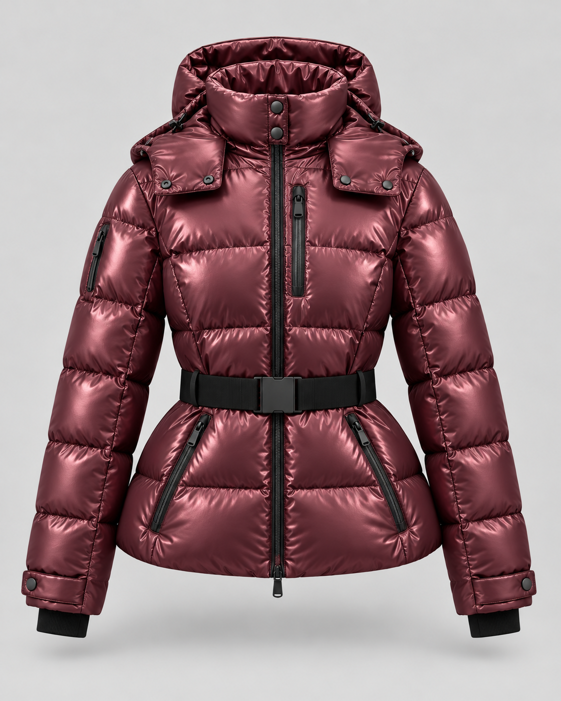 Women's Belted Hooded Puffer Jacket