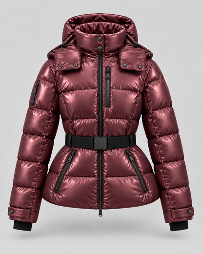Women's Belted Hooded Puffer Jacket