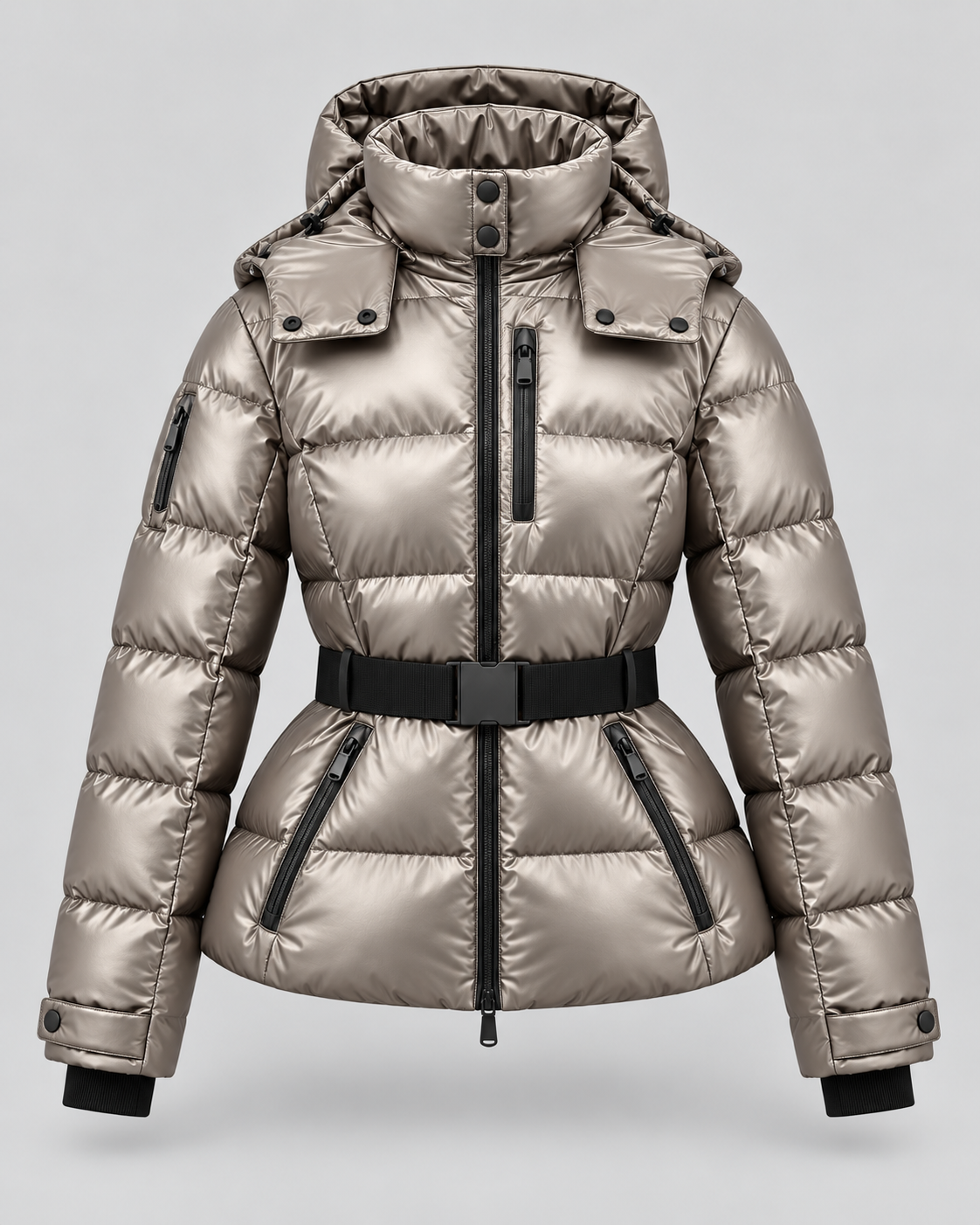 Women's Belted Hooded Puffer Jacket