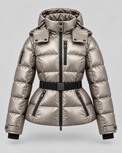 Women's Belted Hooded Puffer Jacket
