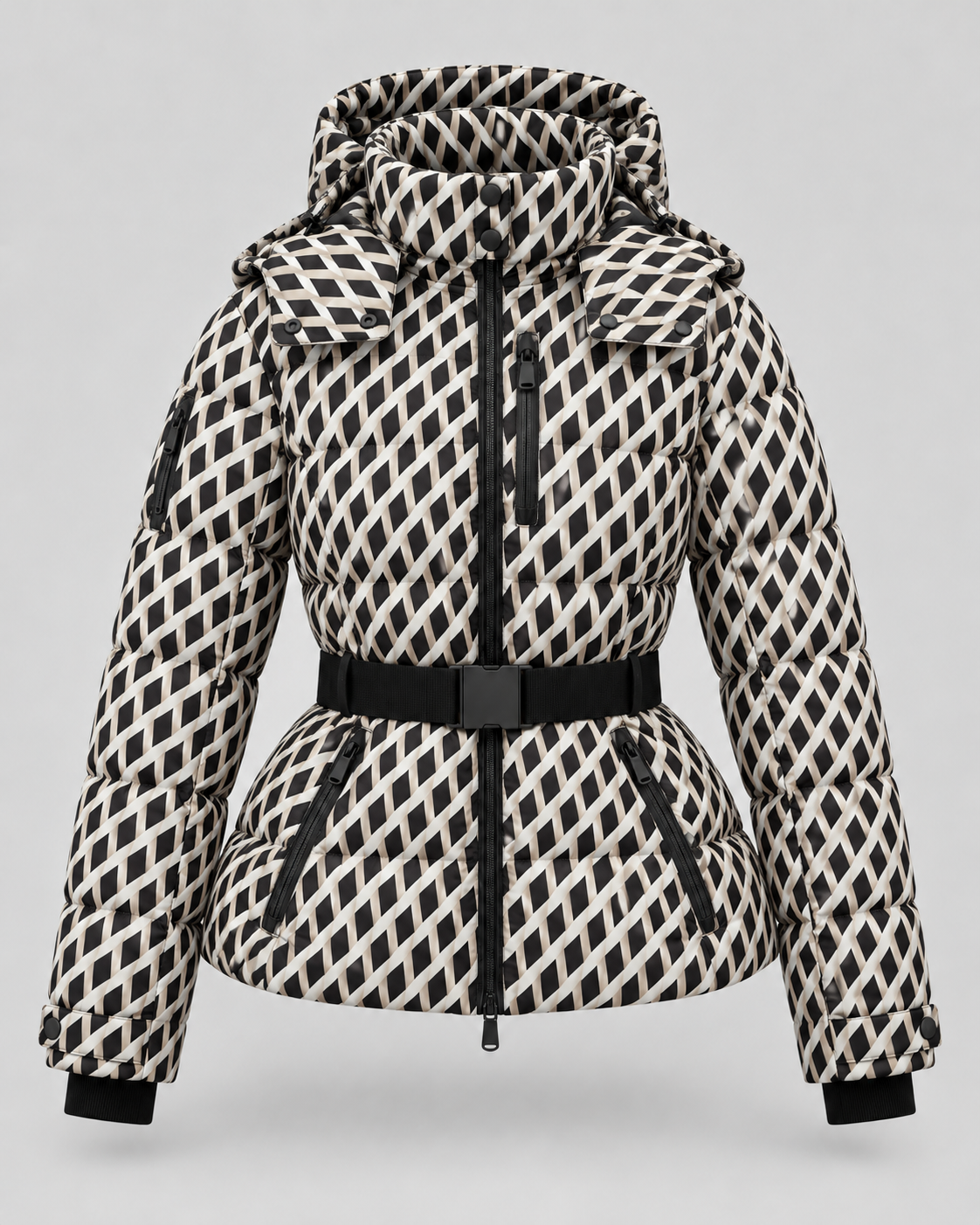 Women's Belted Hooded Puffer Jacket