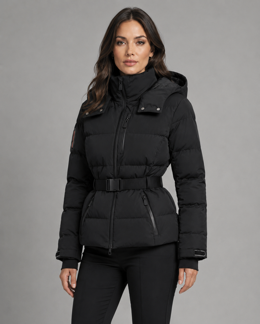 Women's Belted Hooded Puffer Jacket