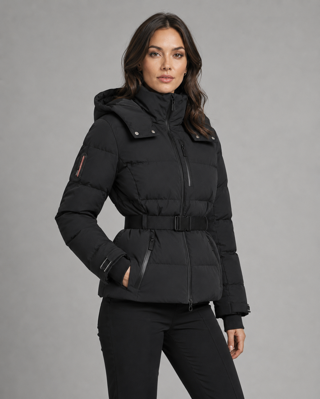 Women's Belted Hooded Puffer Jacket