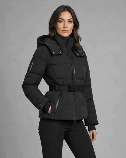 Women's Belted Hooded Puffer Jacket