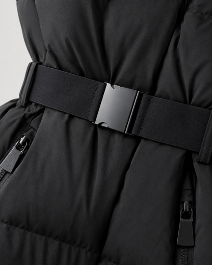 Women's Belted Hooded Puffer Jacket