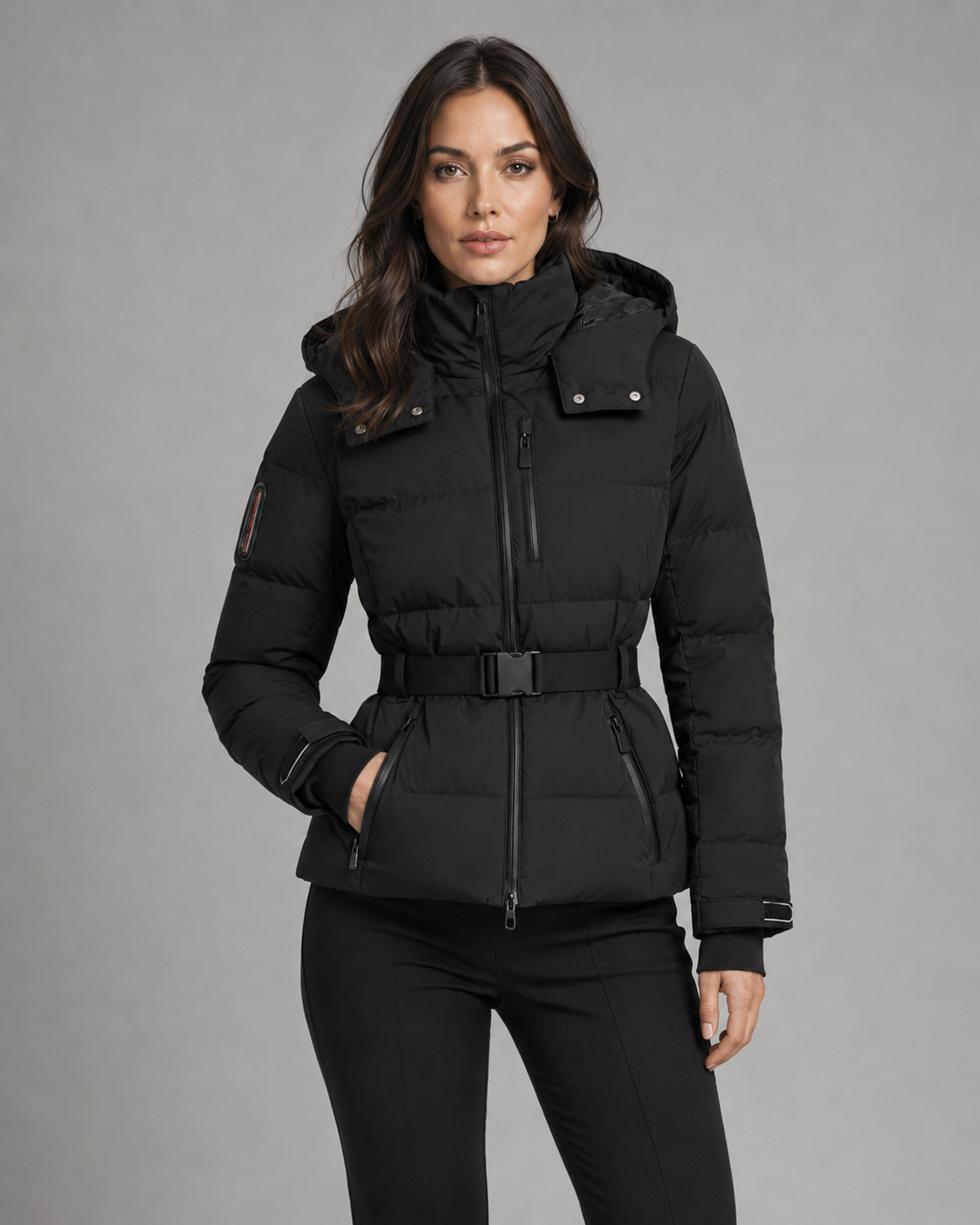 Women's Belted Hooded Puffer Jacket