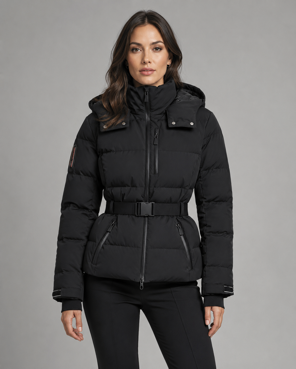 Women's Belted Hooded Puffer Jacket