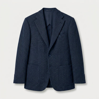 Men's Wool-Blend Herringbone Two-Button Blazer – Navy Blue
