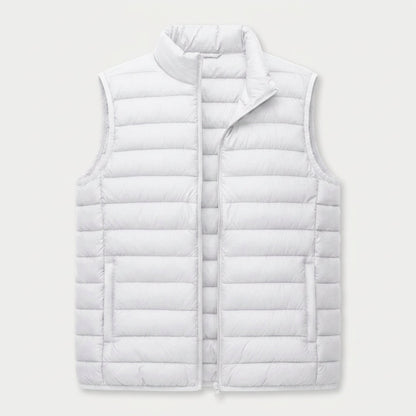 Men's Quilted Lightweight Puffer Vest – Full-Zip, White