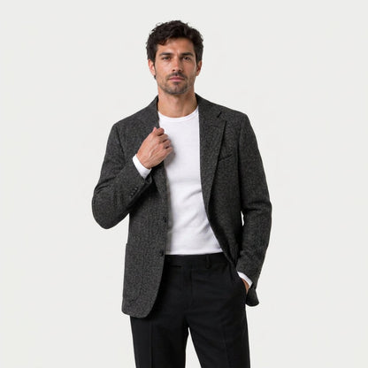 Men's Wool-Blend Herringbone Two-Button Blazer, view 8