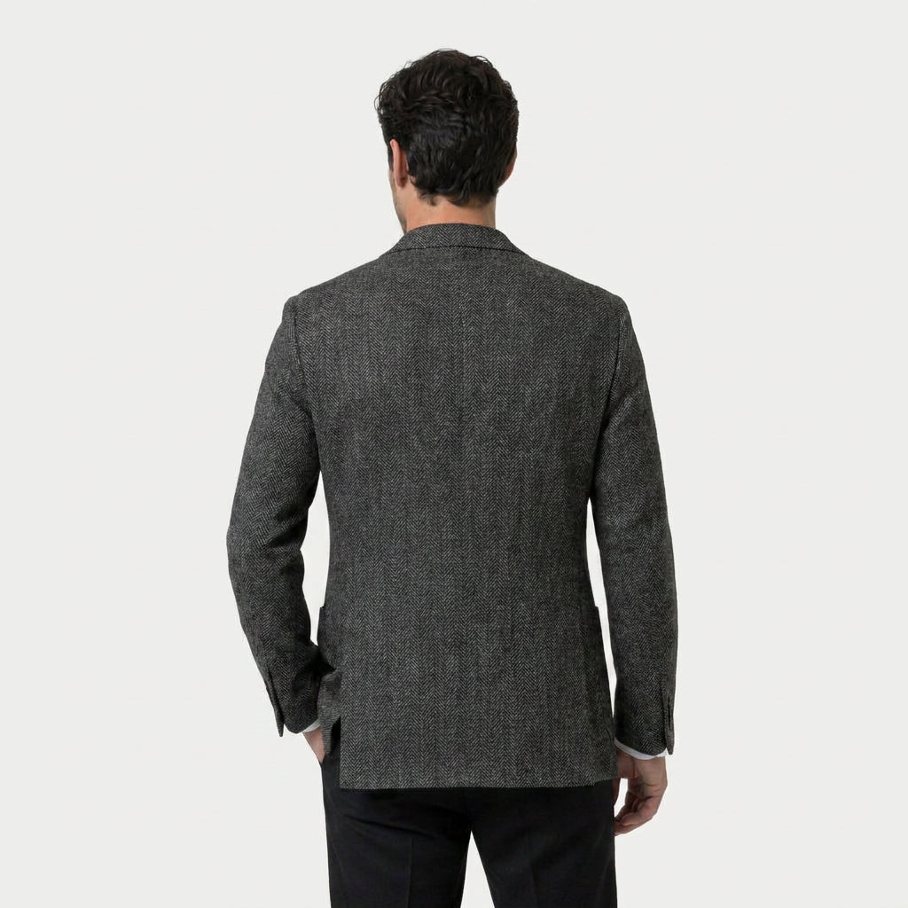 Men's Wool-Blend Herringbone Two-Button Blazer, view 9