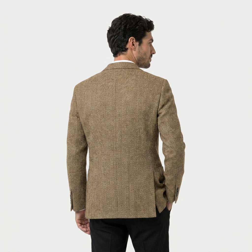 Men's Wool-Blend Herringbone Two-Button Blazer, view 5