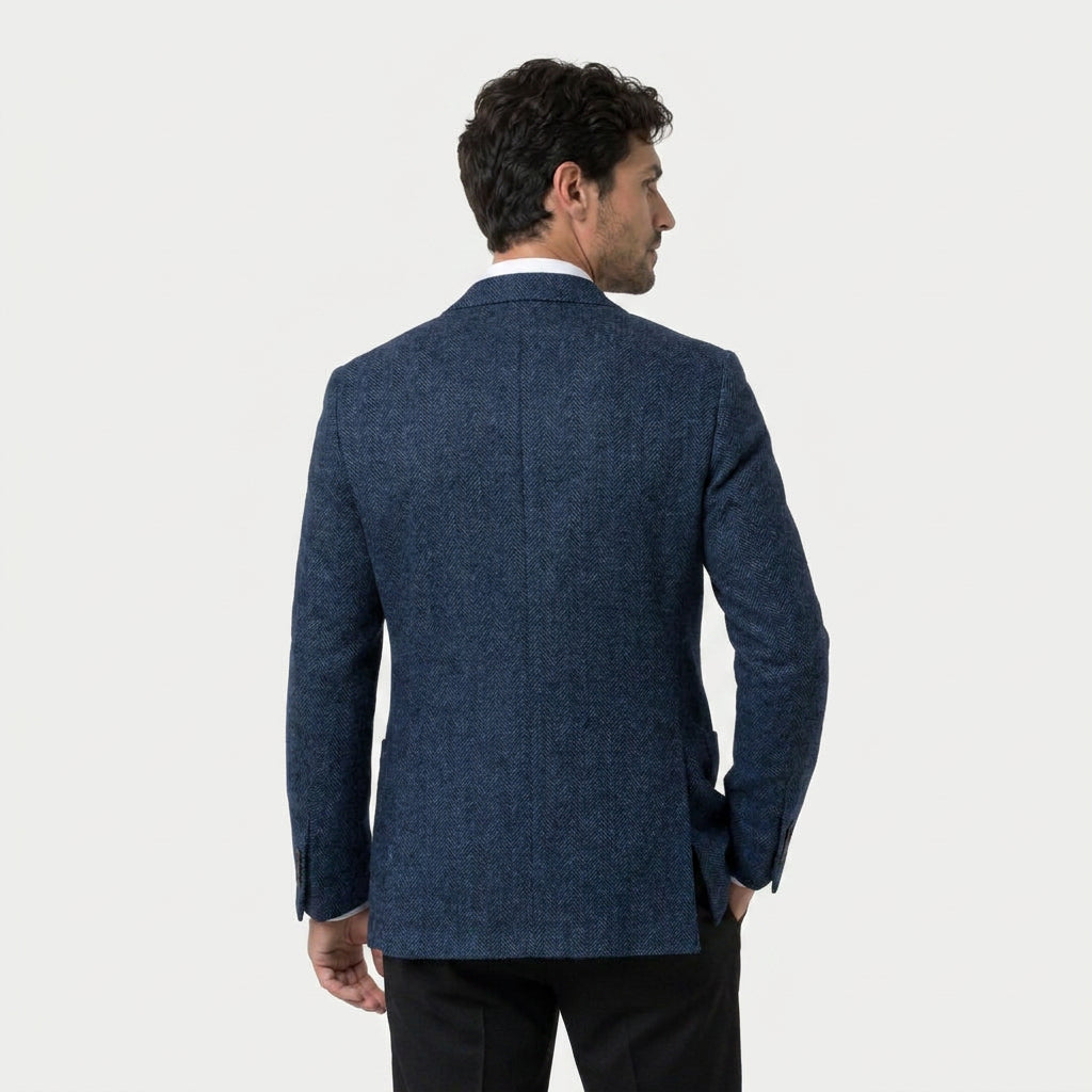 Men's Wool-Blend Herringbone Two-Button Blazer, view 3