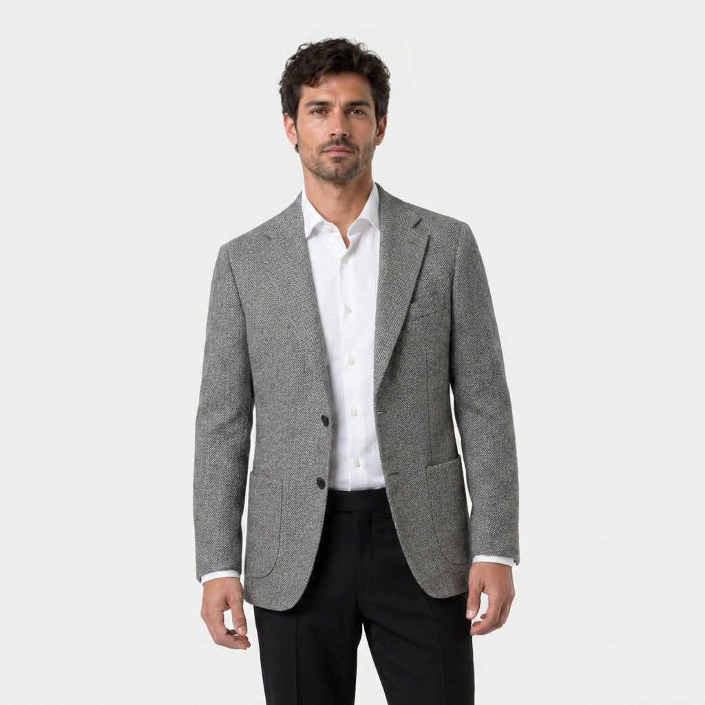 Men's Wool-Blend Herringbone Two-Button Blazer, view 6