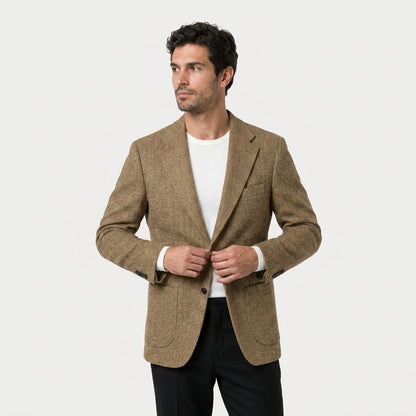 Men's Wool-Blend Herringbone Two-Button Blazer, view 4