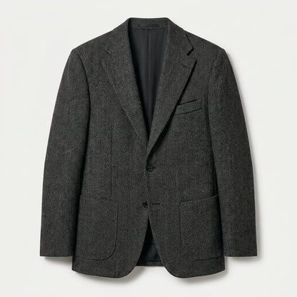 Men's Wool-Blend Herringbone Two-Button Blazer – Dark Gray