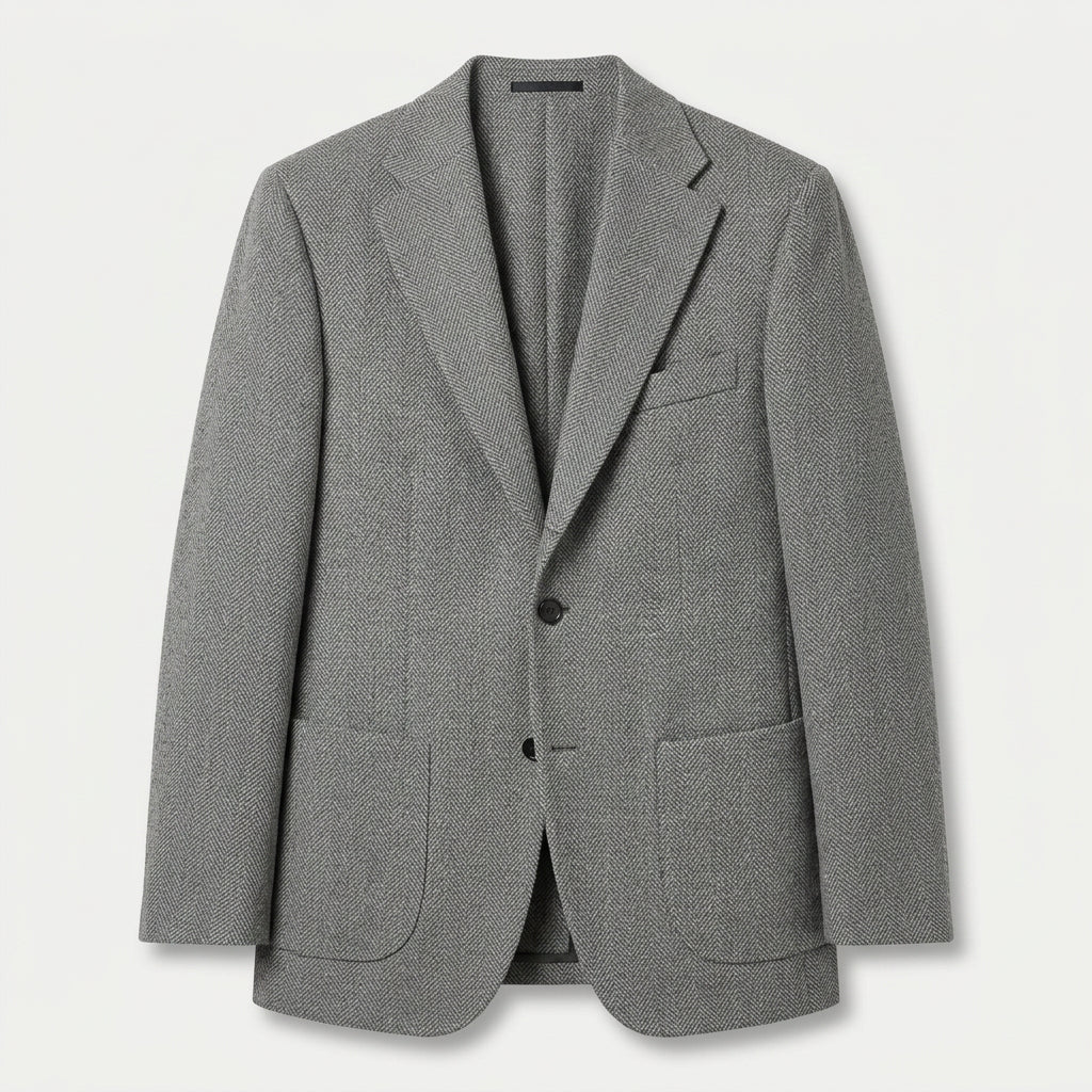 Men's Wool-Blend Herringbone Two-Button Blazer – Light Gray